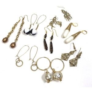 Vintage Earring lot Long Metal Plastic Boho Festival Mod Geo Statement Danglers